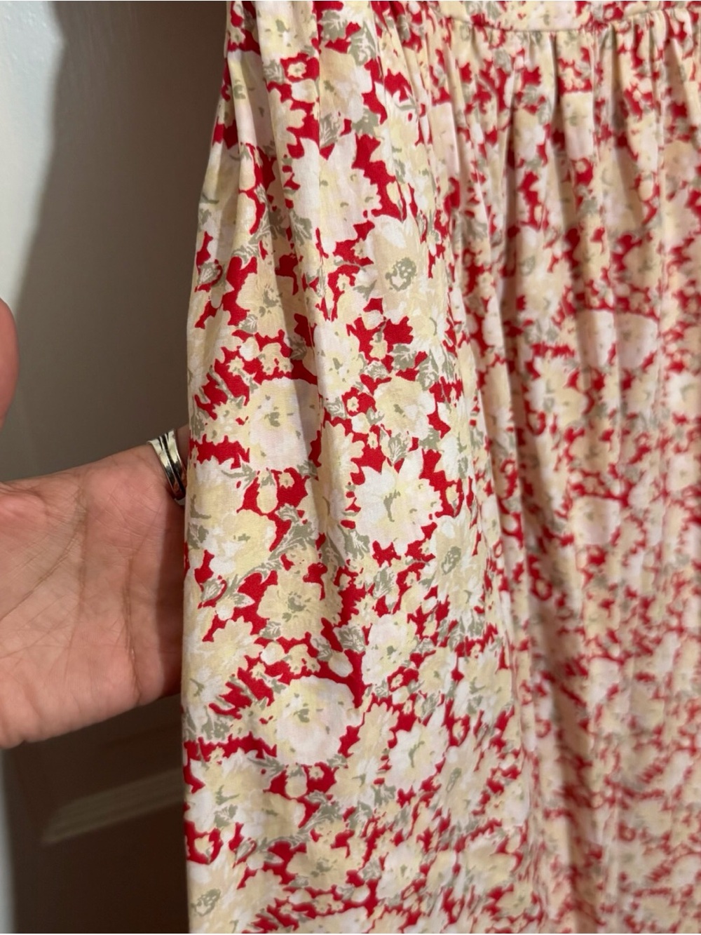 Free People Size 6 Red Floral She’s A Dream Boho Midi Dress Cottagecore Cotton - Picture 9 of 12